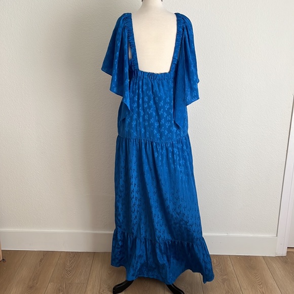 Free People Cha Cha Floral Button Front Cape Style Ruffle Hem Maxi Dress - Picture 10 of 13